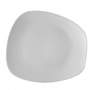 CAC OAK-16 10 1/2" Porcelain Oak Pattern Trapezoid Coupe Plate/New Bone White