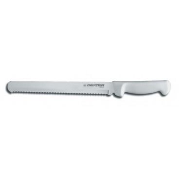 Dexter Russell 31604 Basics Series 10" Scalloped Slicer with High-Carbon Steel Blade and White Handle