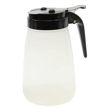 Tablecraft PP10BK White 10 Ounce Polyethylene Syrup Dispenser with Black ABS Top