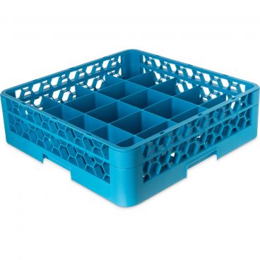 Carlisle RC20-114 Carlisle Blue OptiClean 20 Compartment Tilted Glass Rack with 1 Extender