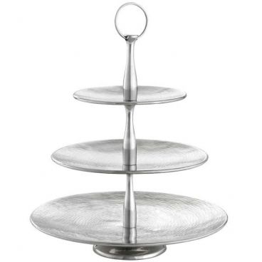 Tablecraft RT3 17" Remington Round Stainless Steel 3 Tiered Display Serving Set with 14", 11" and 8" Trays