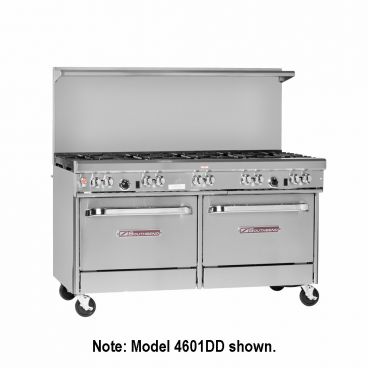 Southbend 4607AD-2TL_LP Ultimate 60" Liquid Propane Restaurant Range w/ 4 Pyromax Burners & 24" Left Griddle Top, 1 Convection Oven & 1 Standard Oven - 285,000 BTU