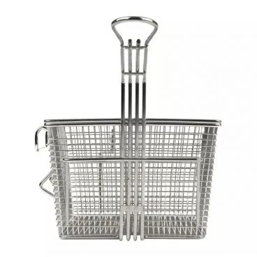 Star 301FBL 10" x 8" x 4-3/4" Half Size Twin Fryer Basket with Uncoated Handle, Front Hook and Left Side Hangers for Star 301HLF Countertop Fryer