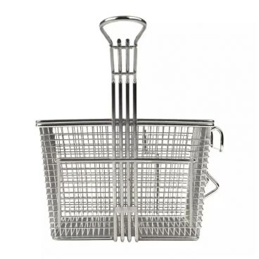 Star 301FBR 10" x 8" x 4-3/4" Half Size Twin Fryer Basket with Uncoated Handle, Front Hook and Right Side Hangers for Star 301HLF Countertop Fryer