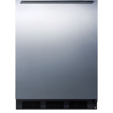 Summit FF63BBISSHHADA 32" x 23.63" x 23" Black Stainless Steel Undercounter Refrigerator with Automatic Defrost - 5.5 Cu. Ft., 115V