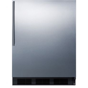 Summit FF63BKBISSHV 33.5" x 23.63" x 23" Black Stainless Steel Undercounter Refrigerator with Stainless Steel Handle - 5.5 Cu. Ft., 115V