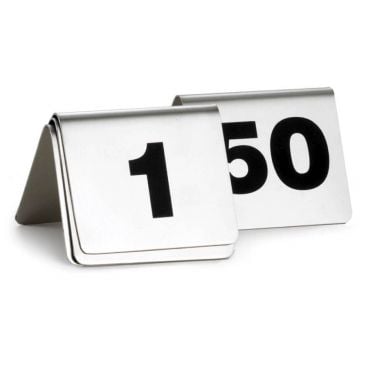 Tablecraft T150 2.5" Stainless Steel Table Tent Number 1 to 50