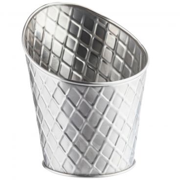 Tablecraft 10042 Lattice Collection™ Stainless Steel Slanted Fry Cup, 10 oz