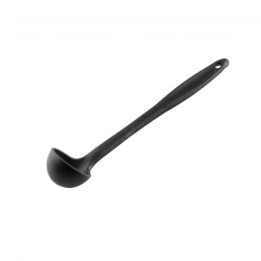 Tablecraft 10050 11-1/4" Stainless Steel Ladle with Black Silicone Coating
