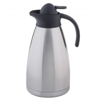 Tablecraft 10297 34 oz Stainless Steel Coffee Carafe / Server with Black Lid
