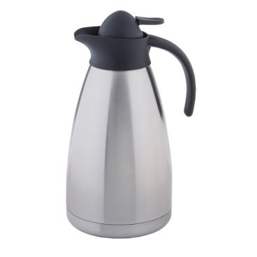 Tablecraft 10299 68 oz Stainless Steel Coffee Carafe / Server with Black Lid