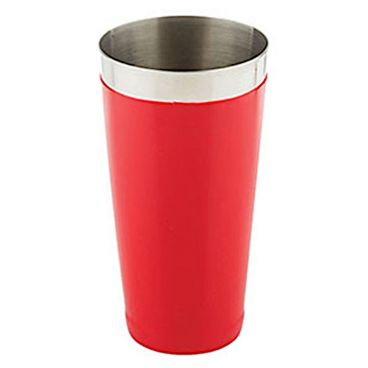 Tablecraft 10371 28 oz Stainless Steel Cocktail Shaker with Red Vinyl Coating