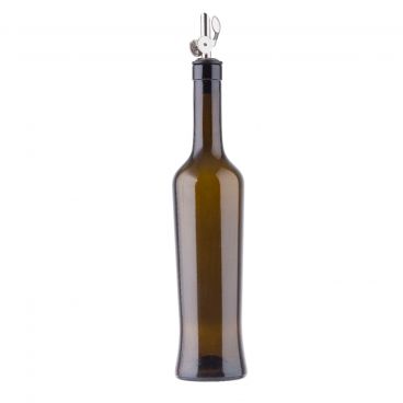 Tablecraft 10376 17 oz Dark Green Glass Oil / Vinegar Bottle with Stainless Steel Pourer