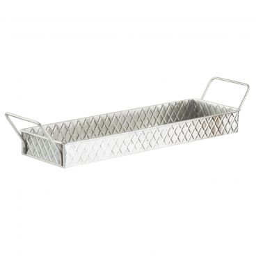 Tablecraft 10488 Lattice Collection™ Stainless Steel Snack Tray with Handles