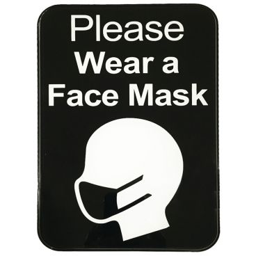 Tablecraft 10542 Black "Please Wear A Face Mask" 6 Inch x 9 Inch Rectangular Self-Adhesive Plastic COVID/Social Distance Sign