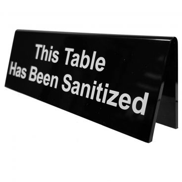 Tablecraft 10684 Dual Language "Table Has Been Sanitized" Table Tent, 6" x 2"
