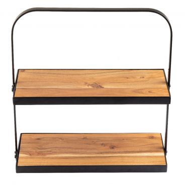 Tablecraft 10718 Two-Tiered Collapsible Rectangular Wooden Display Stand