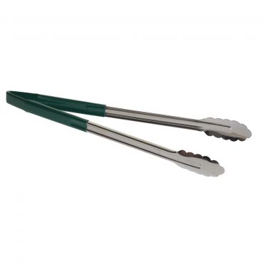 Tablecraft 3716GEU 16" One Piece Vinyl-Coated Tongs with Green Handle