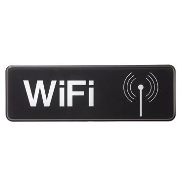 Tablecraft 394558 Plastic 9" x 3" White on Black "WiFi" Wall Sign