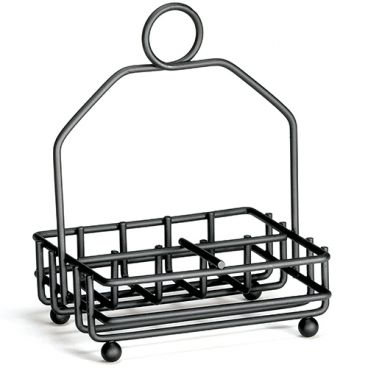 Tablecraft 593RBK 6.125" x 4.625" x 4.25" Black Combination Rack for Salt / Pepper Shakers and Sugar Packets