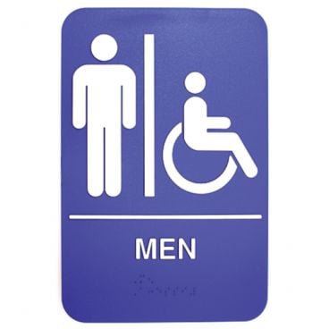 Tablecraft 695631 6" x 9" x .125" Plastic Men and Handicap Accessible Braille Sign
