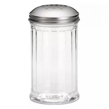 Tablecraft 800 12 Ounce Fluted Glass Shaker with Stainless Steel Perforated Top