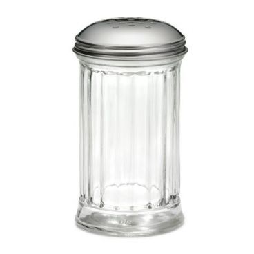 Tablecraft 800CH 12 Ounce Fluted Glass Shaker with Chrome Plated Perforated Top
