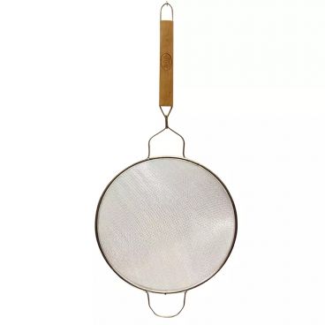 Tablecraft 87 10 1/4" Double Fine Tin Mesh Strainer with Wood Handle