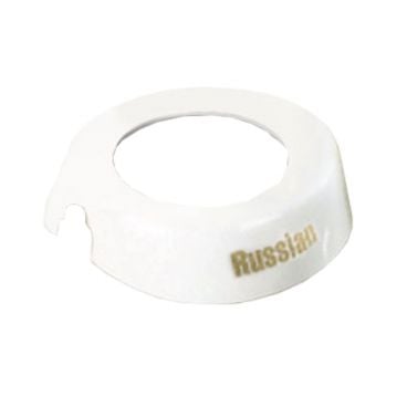 Tablecraft CB7 Imprinted White Plastic Salad Dressing Dispenser Collar with "Russian" Beige Lettering