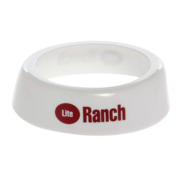 Tablecraft CM20 Imprinted White Plastic Salad Dressing Dispenser Collar with "Lite Ranch" Maroon Lettering