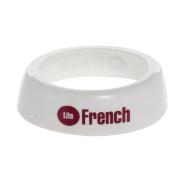 Tablecraft CM22 Imprinted White Plastic Salad Dressing Dispenser Collar with "Lite French" Maroon Lettering