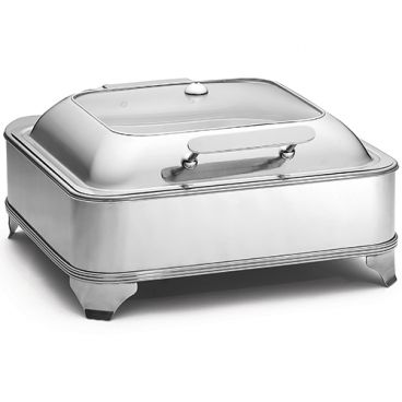 Tablecraft CW40162 Stainless Steel 5 qt. Two Thirds Size Electric Chafer w/ Stand - 110V