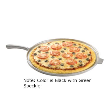 Tablecraft CW4100BKGS Black With Green Speckle 16" Sand Cast Aluminum Pizza Tray with Handle