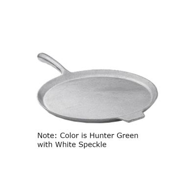Tablecraft CW4110HGNS Hunter Green With White Speckle 14" Sand Cast Aluminum Pizza Tray with Handle