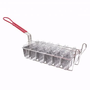 Tablecraft TB60 12" x 6.5" Nickel Plated Stainless Steel 6 Taco Fry Basket