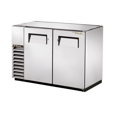 True TBB-24GAL-48-S-HC 48" Stainless Steel Narrow Under Bar Refrigerator with Galvanized Top and Two Solid Doors 