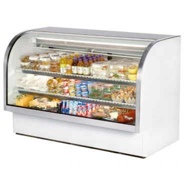 True TCGG-72-HC-LD 72" White Curved Glass Refrigerated Deli Case With Stainless Steel Top and Trim - 37.1 Cu. Ft.  