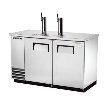 True TDD-2-S-HC 59" Two Keg Stainless Steel Direct Draw Kegerator Beer Dispenser with Two Taps