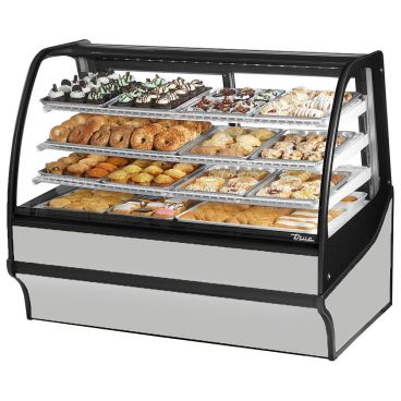 True TDM-DC-59-GE/GE-S-W 59" Stainless Steel Curved Glass Dry Bakery Display Case