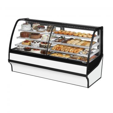 True TDM-DZ-77-GE/GE-W-W 77" White Curved Glass Dual Dry / Refrigerated Bakery Display Case