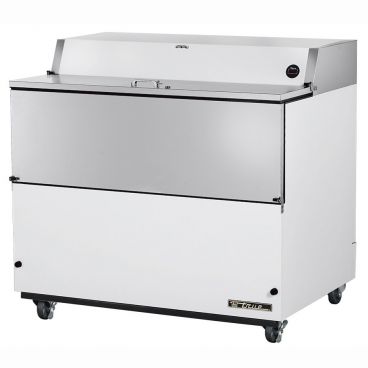 True TMC-49-SS-HC 49" One Sided Milk Cooler with White / Stainless Steel Exterior and Stainless Steel Interior