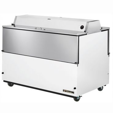 True TMC-58-DS-HC 58" Two Sided Milk Cooler with White / Stainless Steel Exterior and Aluminum Interior