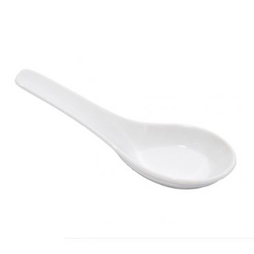 Town 22802 2/3 Oz. White Ceramic Chinese Soup Spoon