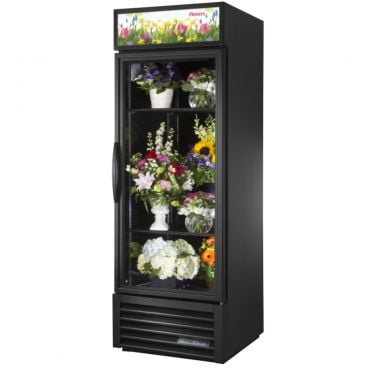 True GDM-23FC-HC~TSL01 27" Black Glass Door Floral Case with 2 Shelves and Hydrocarbon Refrigerant - 115V