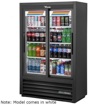 True GDM-33SSL-56-HC-LD White 36" Wide Narrow-Depth 2-Section Glass Sliding Door Merchandiser Refrigerator With R290 Hydrocarbon Refrigerant And LED Lighting, 115 Volts 1-phase