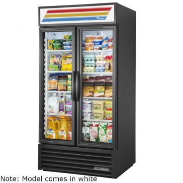True GDM-35-HC~TSL01 39 1/2" White Two Section Glass Door Refrigerated Merchandiser with LED Interior Lighting - 115V