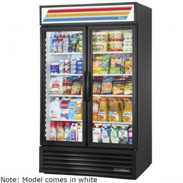 True GDM-43-HC~TSL01 47 1/8" White Two Section 2 Glass Door Refrigerated Merchandiser with LED Lighting - 115V