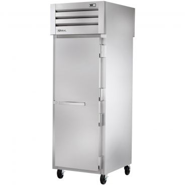 True STA1RPT-1S-1G-HC Spec Series 1-Section 27 1/2" Wide Full-Height Solid Front And Full-Height Glass Rear Door Insulated R290 Hydrocarbon Pass-Thru Refrigerator With Stainless Steel Exterior And Aluminum Interior, 115V