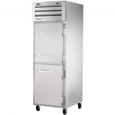 True STG1DT-2HS-HC Spec Series Dual-Temp 1-Section 27 1/2" Wide Half-Height Solid-Door Insulated R290 Hydrocarbon Reach-In Refrigerator / Freezer With Stainless Steel Door With Aluminum Sides And Interior, 115V