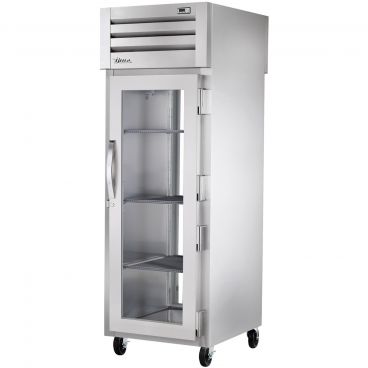True STG1RPT-1G-1G-HC Spec Series ENERGY STAR Certified 1-Section 27 1/2" Wide Full-Height Glass Front And Rear Door Insulated R290 Hydrocarbon Pass-Thru Refrigerator With Stainless Steel Front With Aluminum Sides And Interior, 115V